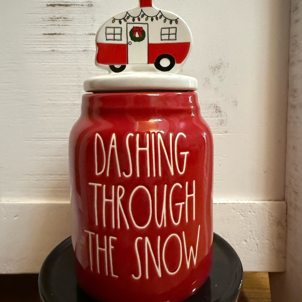 Rae Dunn Red Holiday Canister “Dashing Through the Snow” - Picture 1 of 1